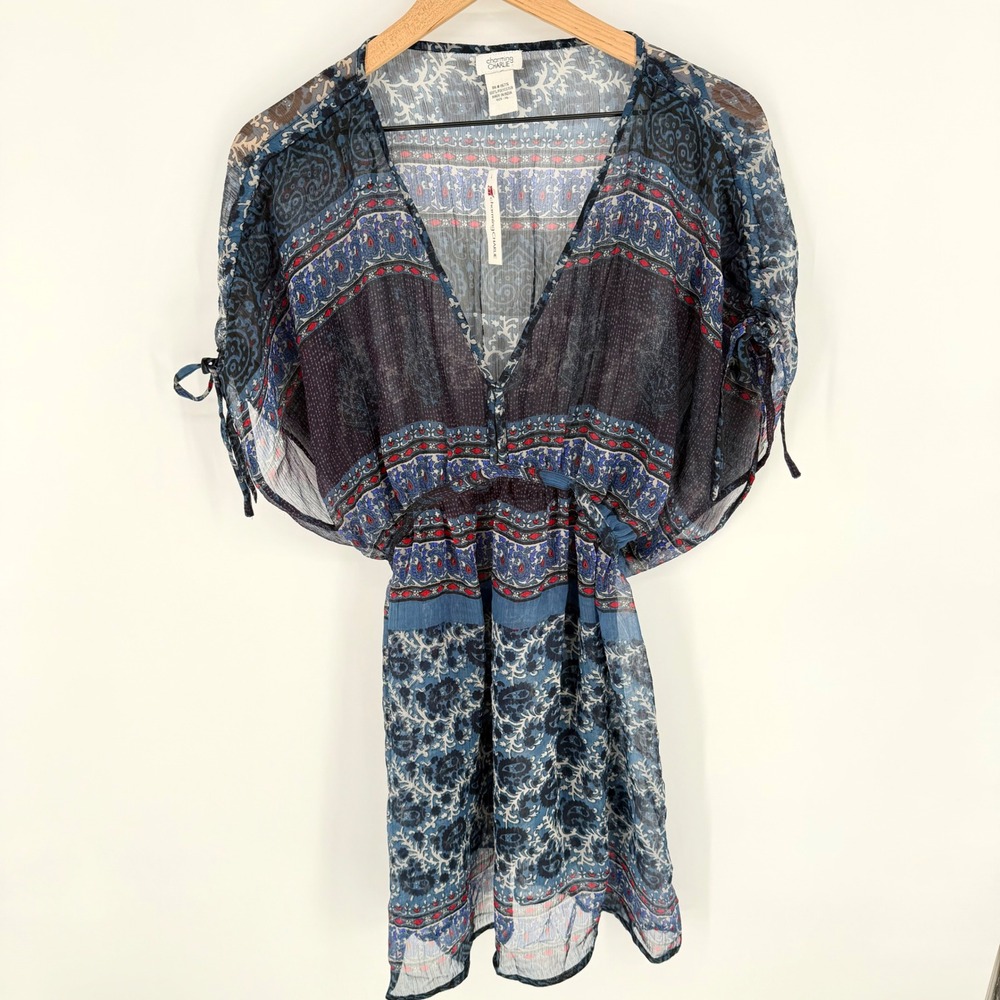 NWT Sheer Boho Paisley Festival Tunic Top XL Flutter Sleeve Fairycore Hippie